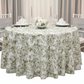 fine dining with French Toile 132" Round Tablecloth - Olive Green
