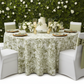 birthday celebration with French Toile 132" Round Tablecloth - Olive Green
