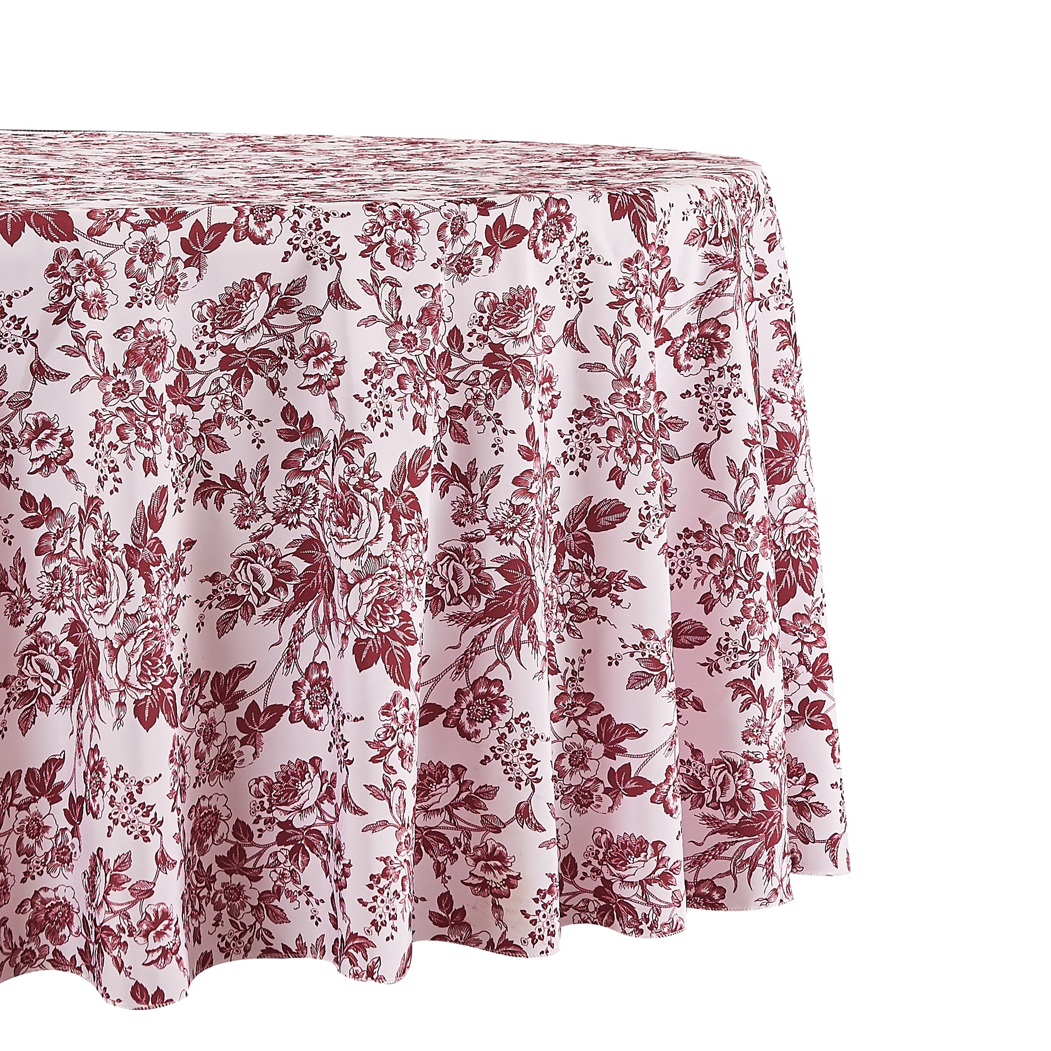 French-Toile-132Round-Tablecloth-Burgundy-CloseUp