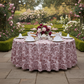 French Toile 132" Round Tablecloth - Burgundy Garden View