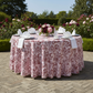 French Toile 132" Round Tablecloth - Burgundy Outdoor View