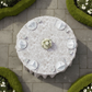 French Toile 132" Round Tablecloth - Taupe Top View