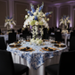 French Toile 72" Square Tablecloth/Overlay - Blue | charger plate | napkin | wine goblet |