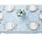 top view of French Toile 90"x132" Rectangular Tablecloth - Baby Blue

