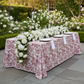 French Toile 90"x132" Rectangular Tablecloth - Burgundy Angled View