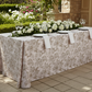French Toile 90"x132" Rectangular Tablecloth - Taupe Angled View
