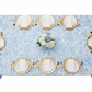 top view of French Toile 90"x156" Rectangular Tablecloth - Baby Blue