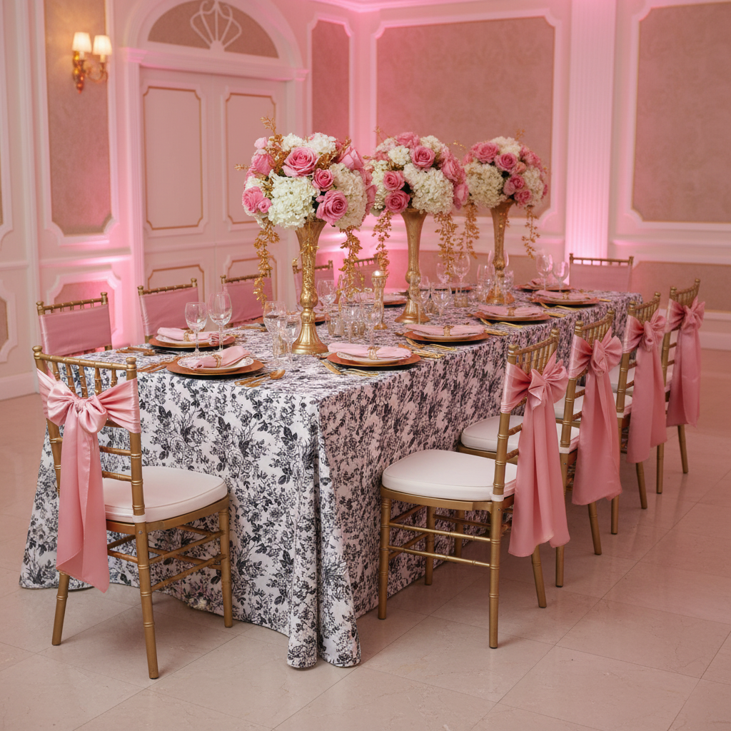 French Toile 90"x156" Rectangular Tablecloth - Black