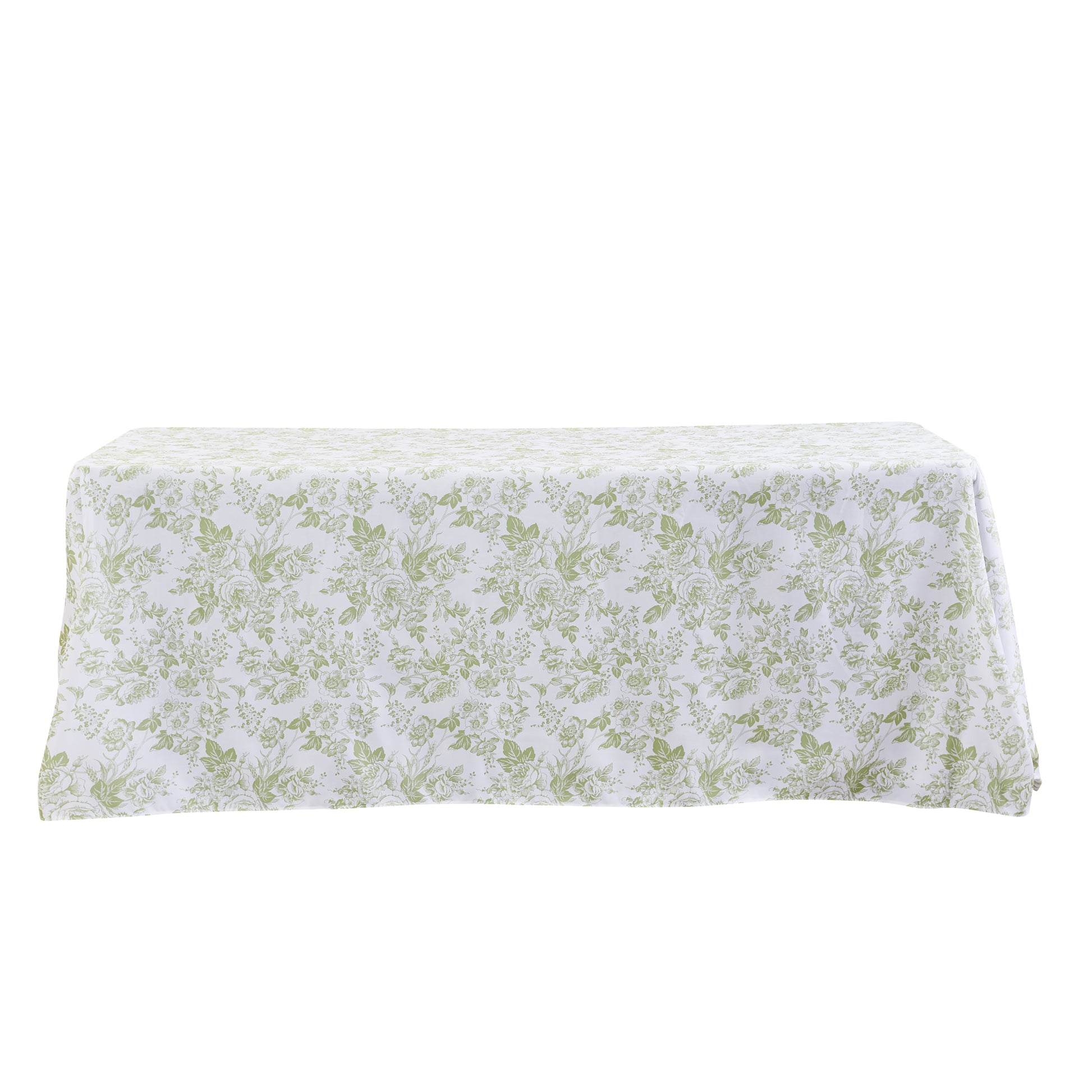 French Toile 90"x156" Rectangular Tablecloth Sage Green 