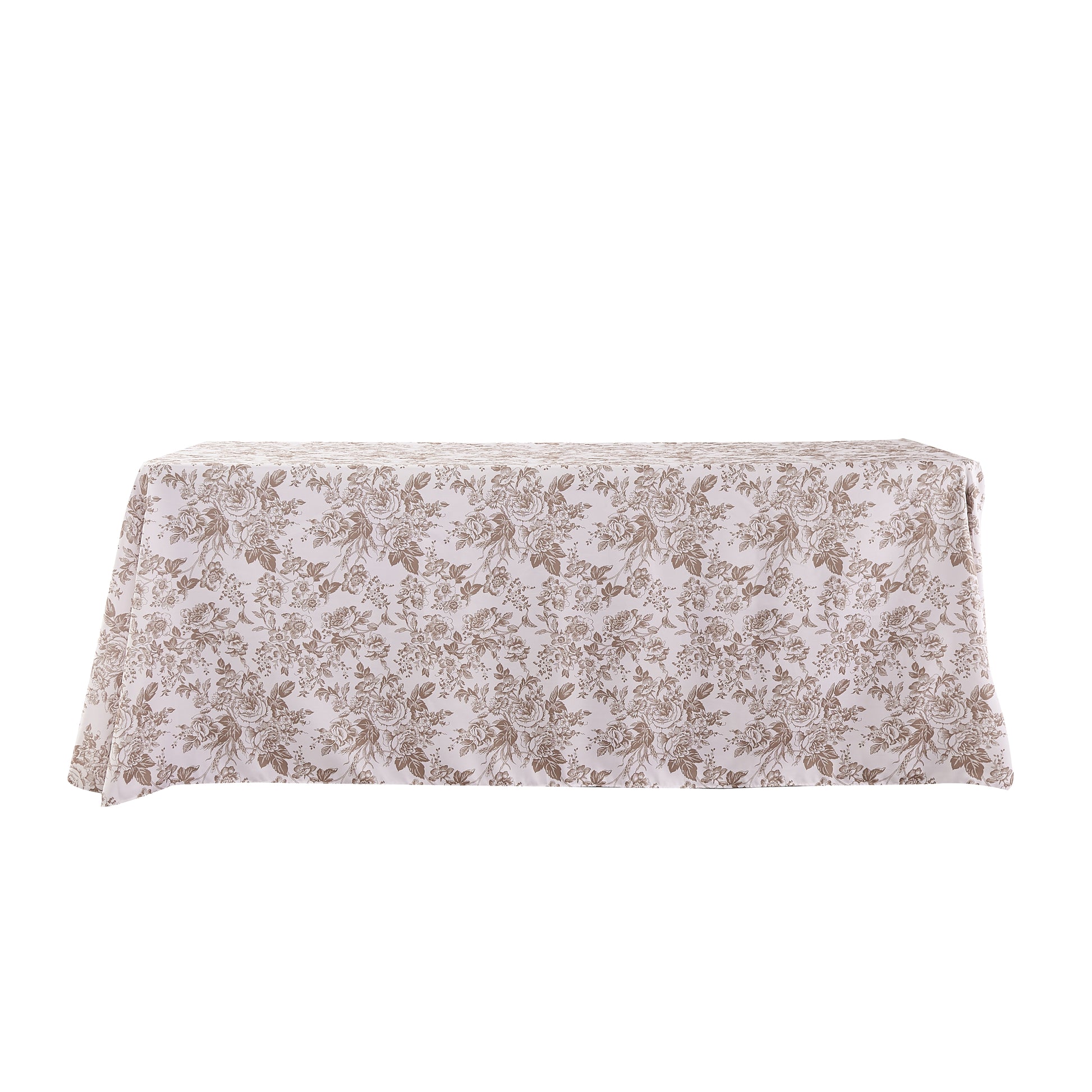 French Toile 90"x156" Rectangular Tablecloth - Taupe Front View