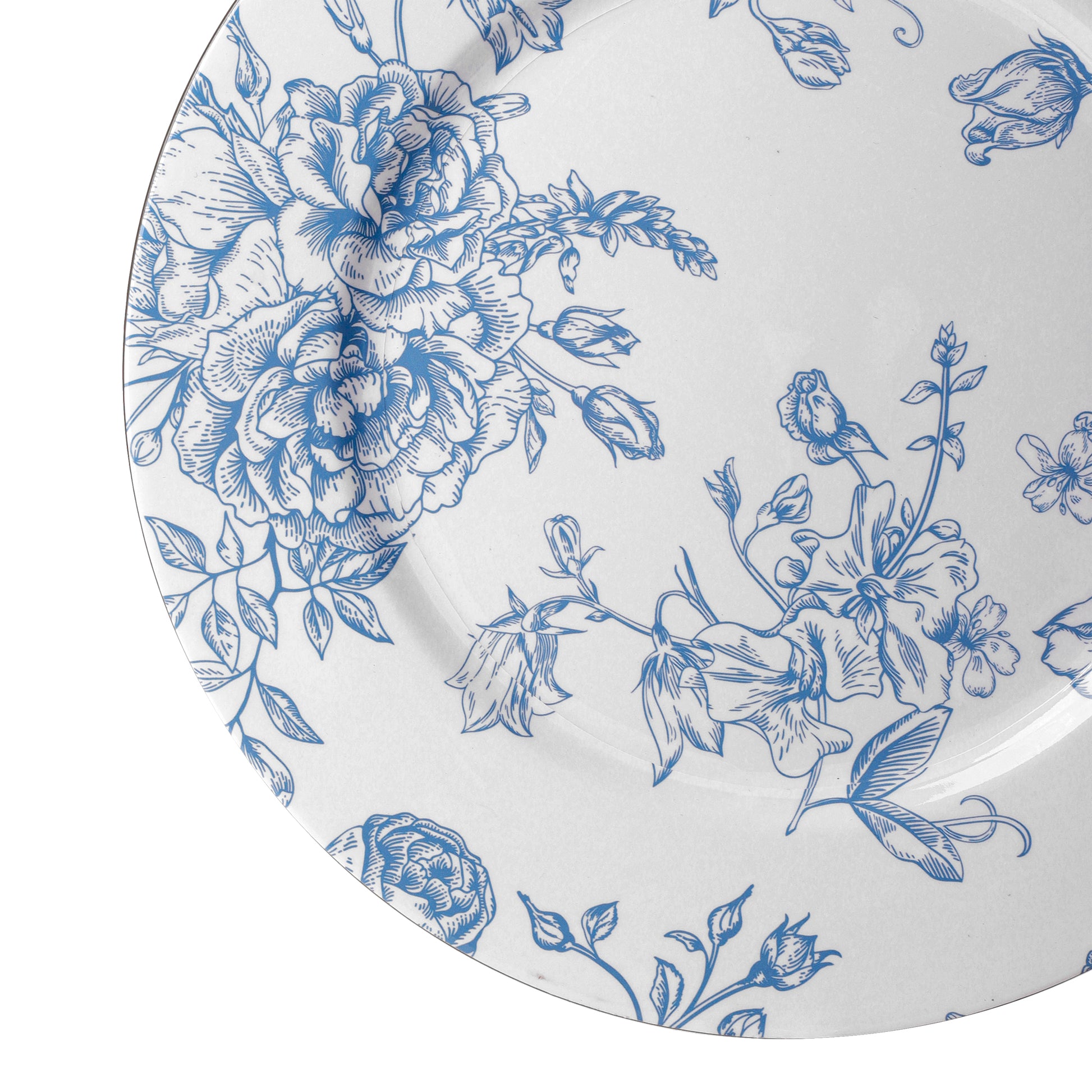 French Toile Acrylic Charger Plate - Baby Blue