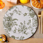 French Toile Acrylic Charger Plate - Olive Green
