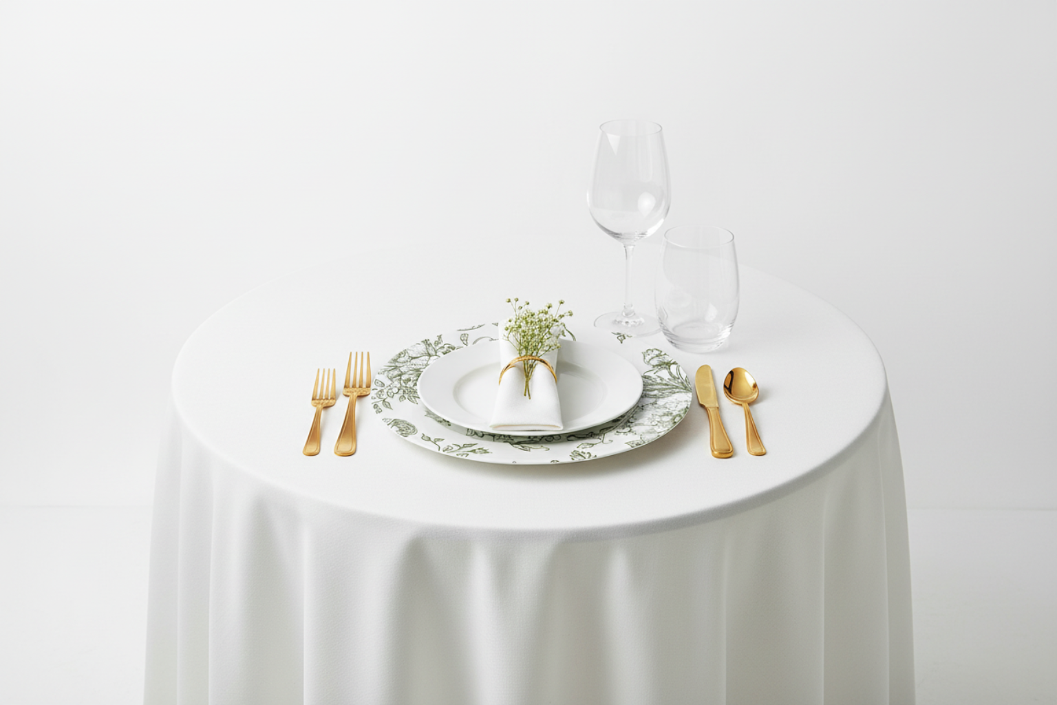 front view of French Toile Acrylic Charger Plate - Olive Green