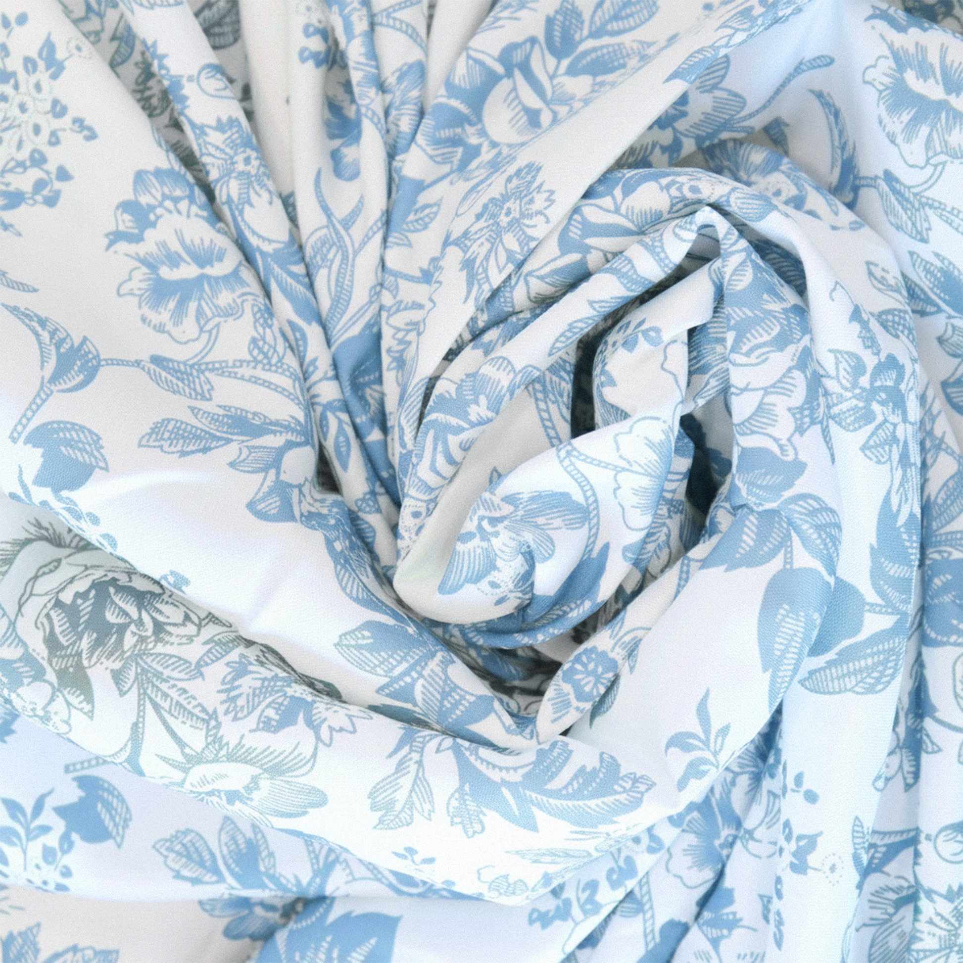 French Toile Fabric Baby Blue