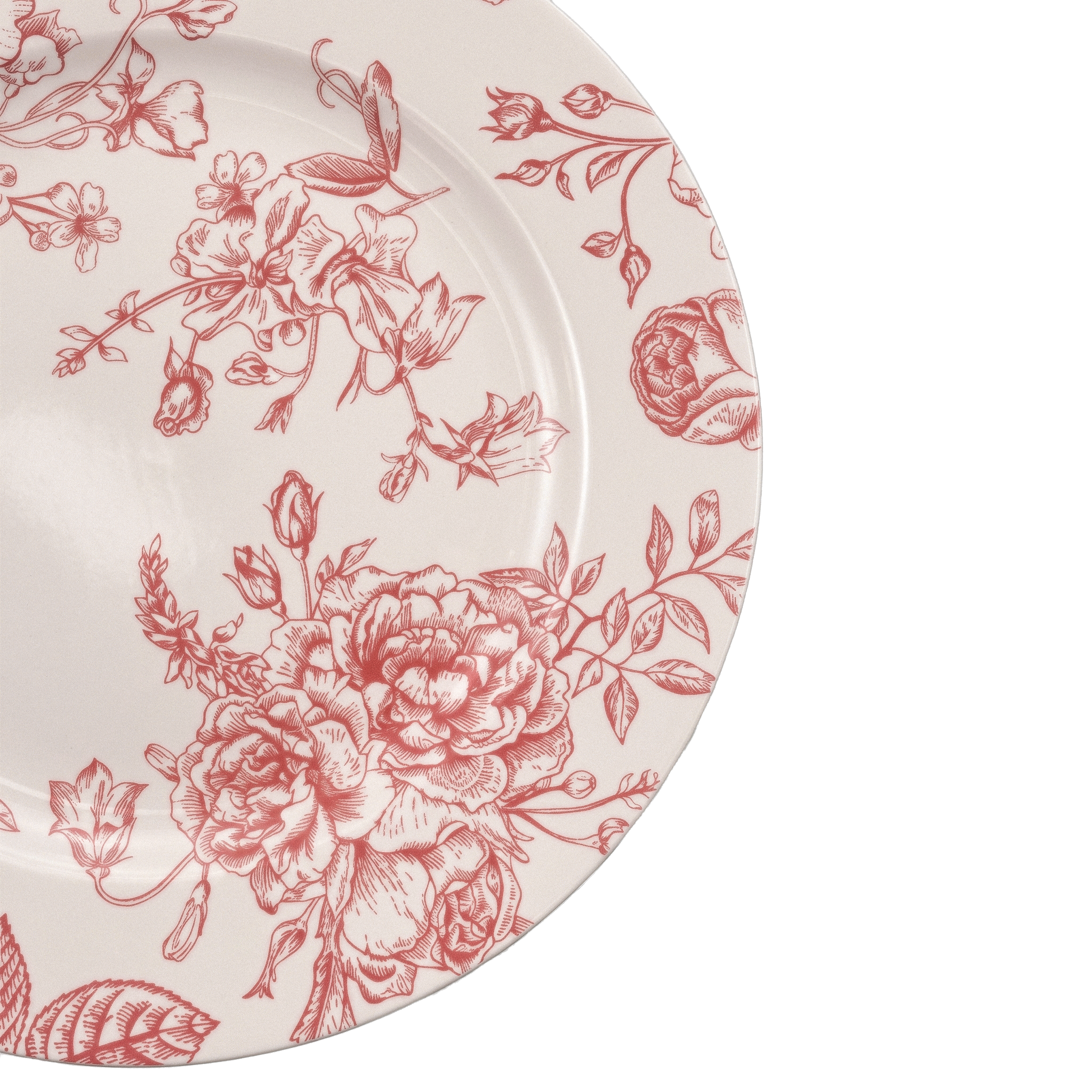 French Toile Acrylic Charger Plate Dusty Rose/Mauve close up