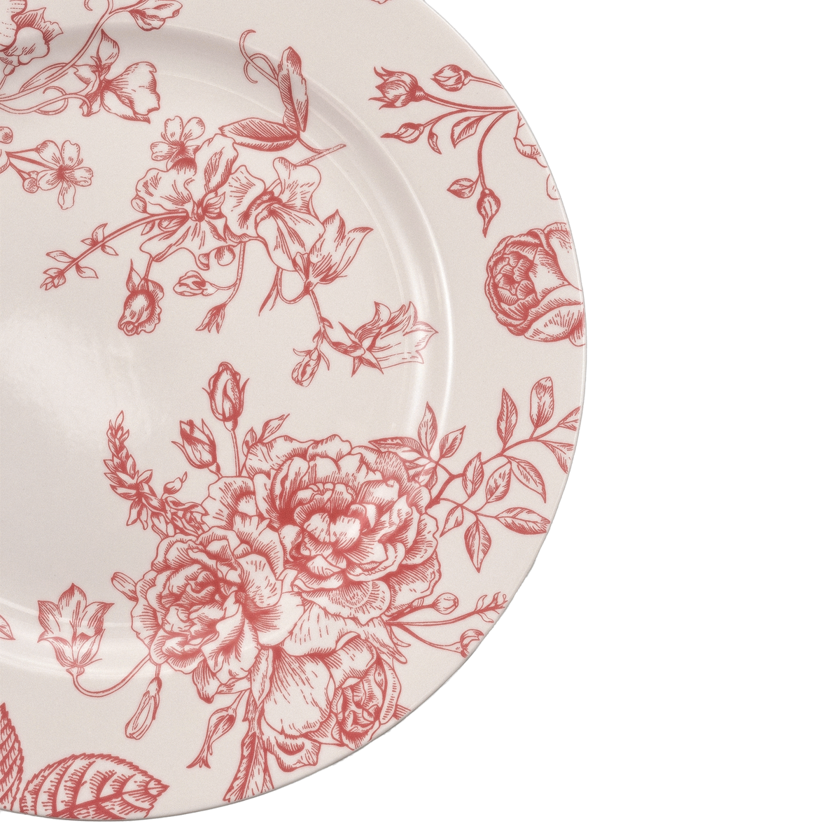 French Toile Acrylic Charger Plate Dusty Rose/Mauve close up