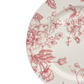 French Toile Acrylic Charger Plate - Dark Dusty Rose/Mauve edge close up