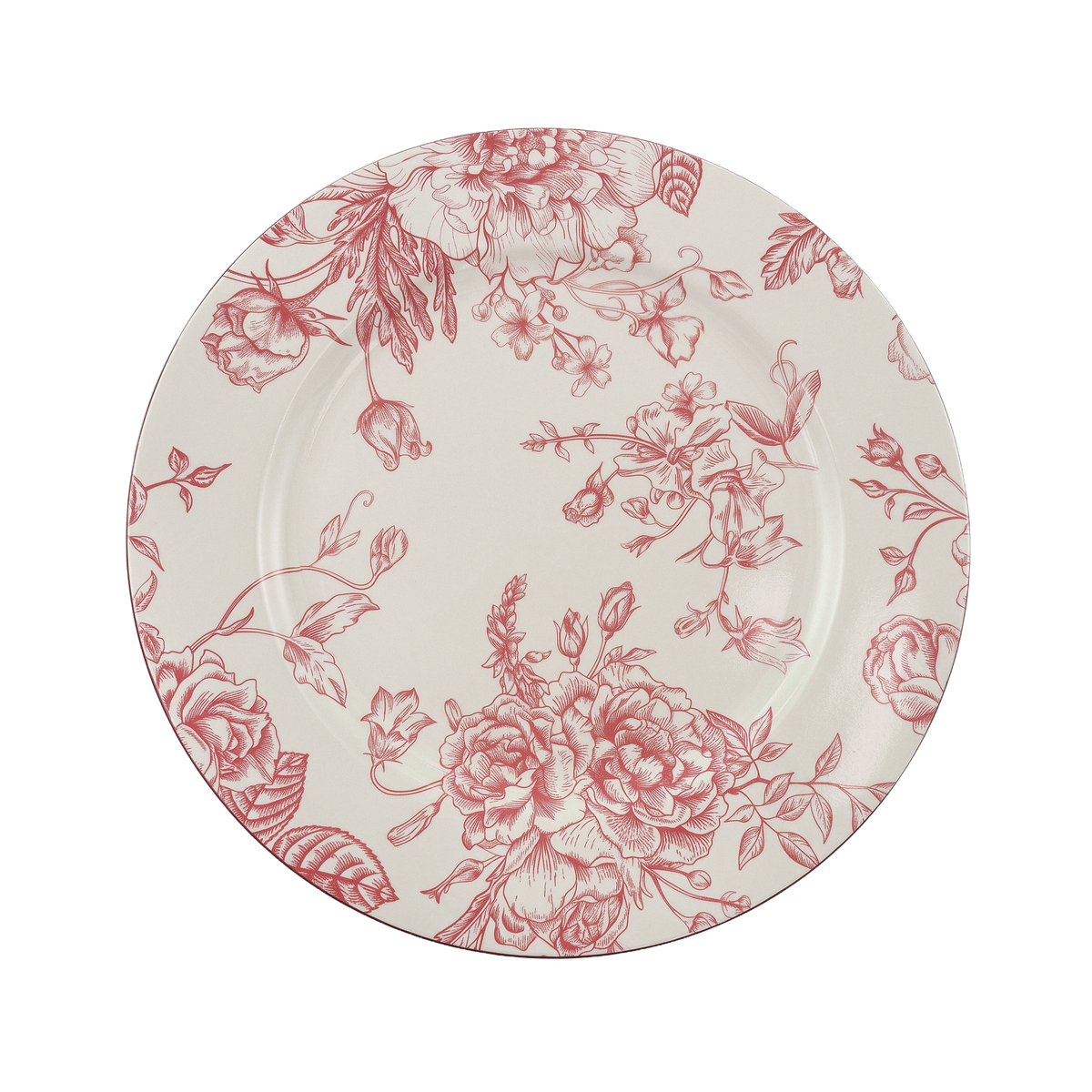 French Toile Acrylic Charger Plate - Dark Dusty Rose/Mauve