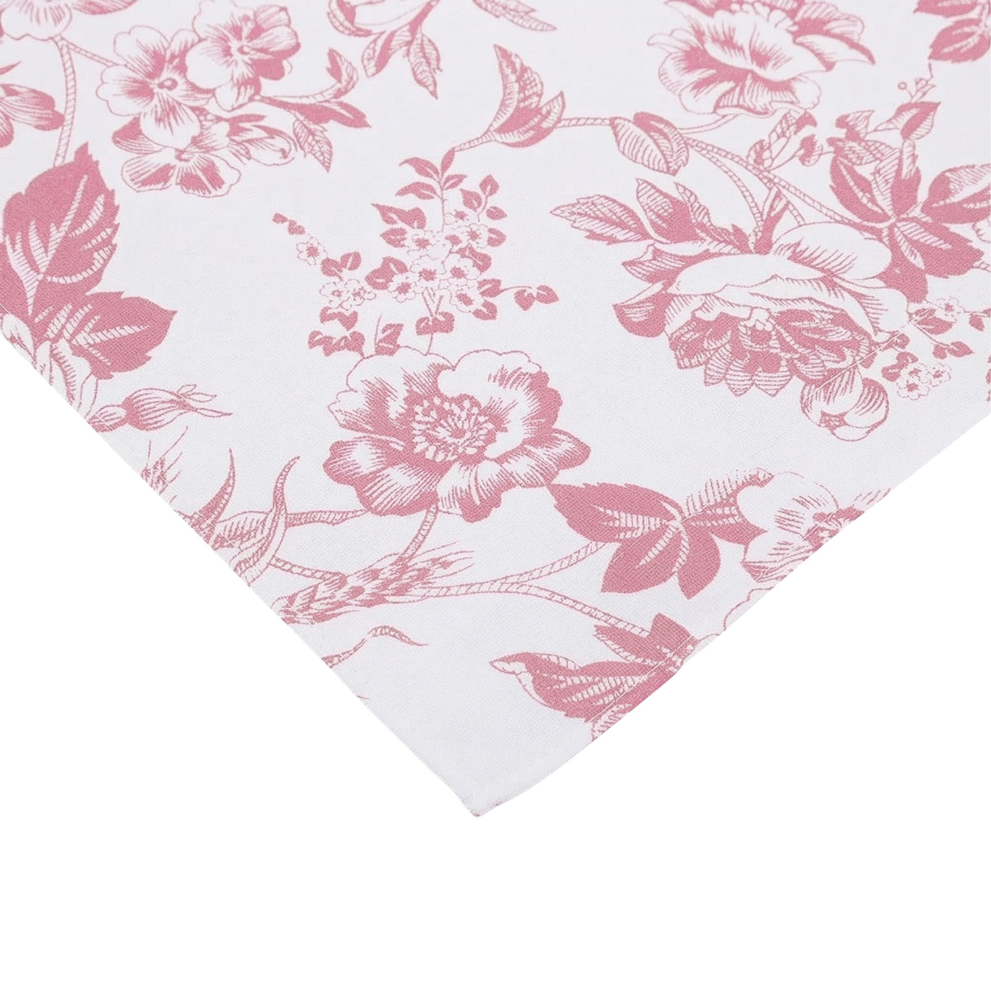 French Toile Linen Dusty Rose/Mauve hemmed finish