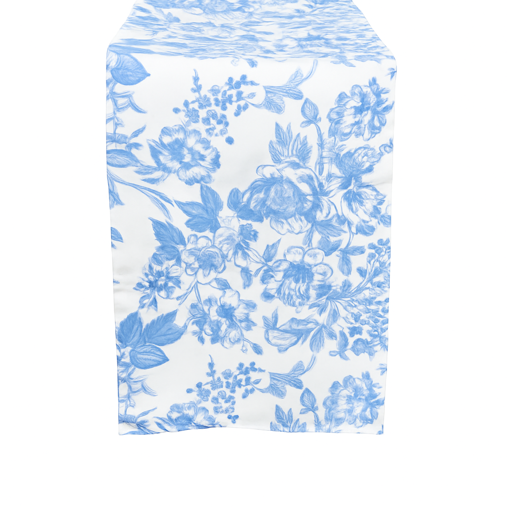 French Toile Table Runner - Baby Blue
