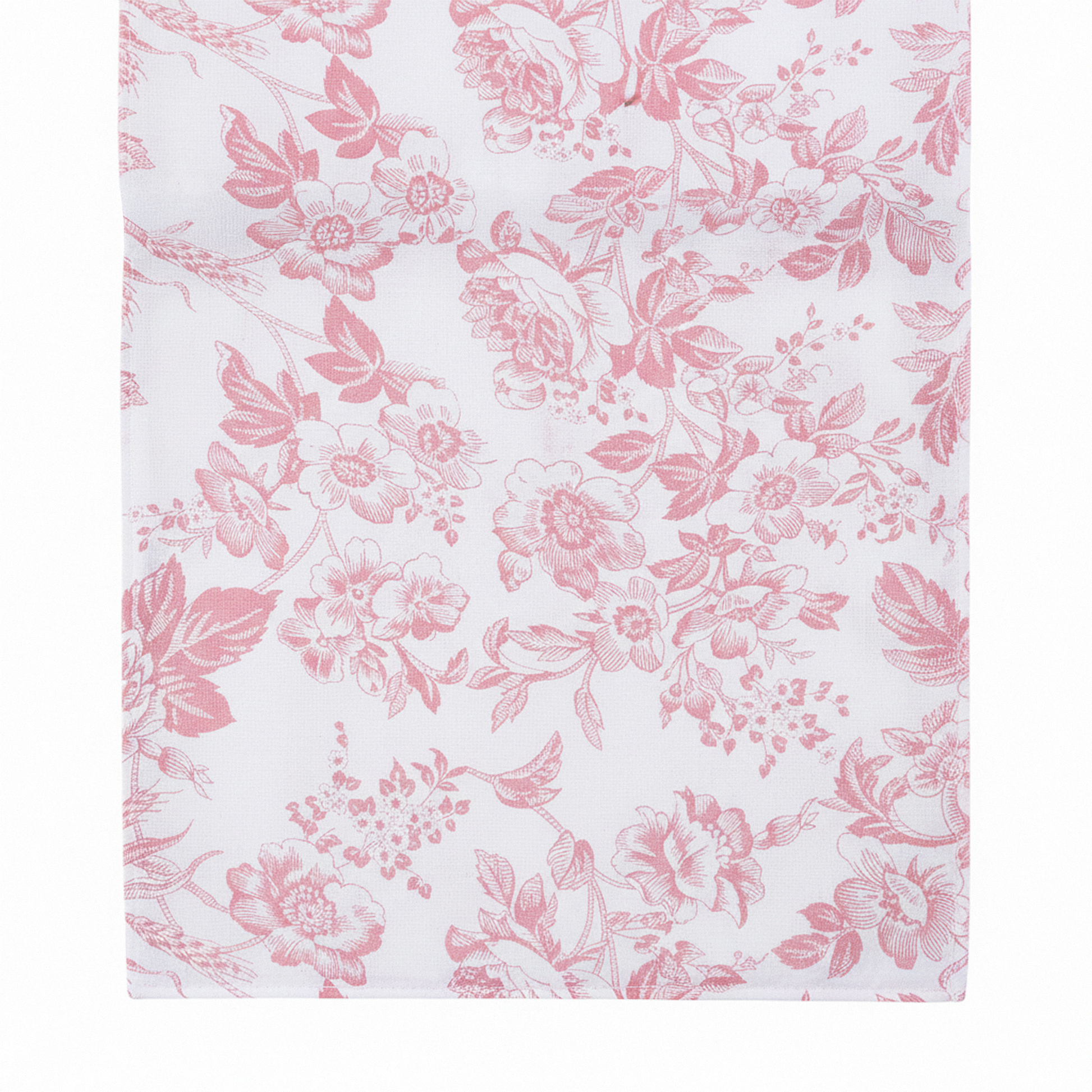 French Toile Table Runner Dusty Rose/Mauve close up