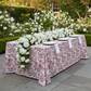 French Toile Rectangular Tablecloth Burgundy - Reception Outdoor