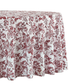 French Toile Round Tablecloth Burgundy close up