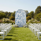 French Toile Spandex Cover for Large Trio Arch Blue Outdoor Wedding Backdrop