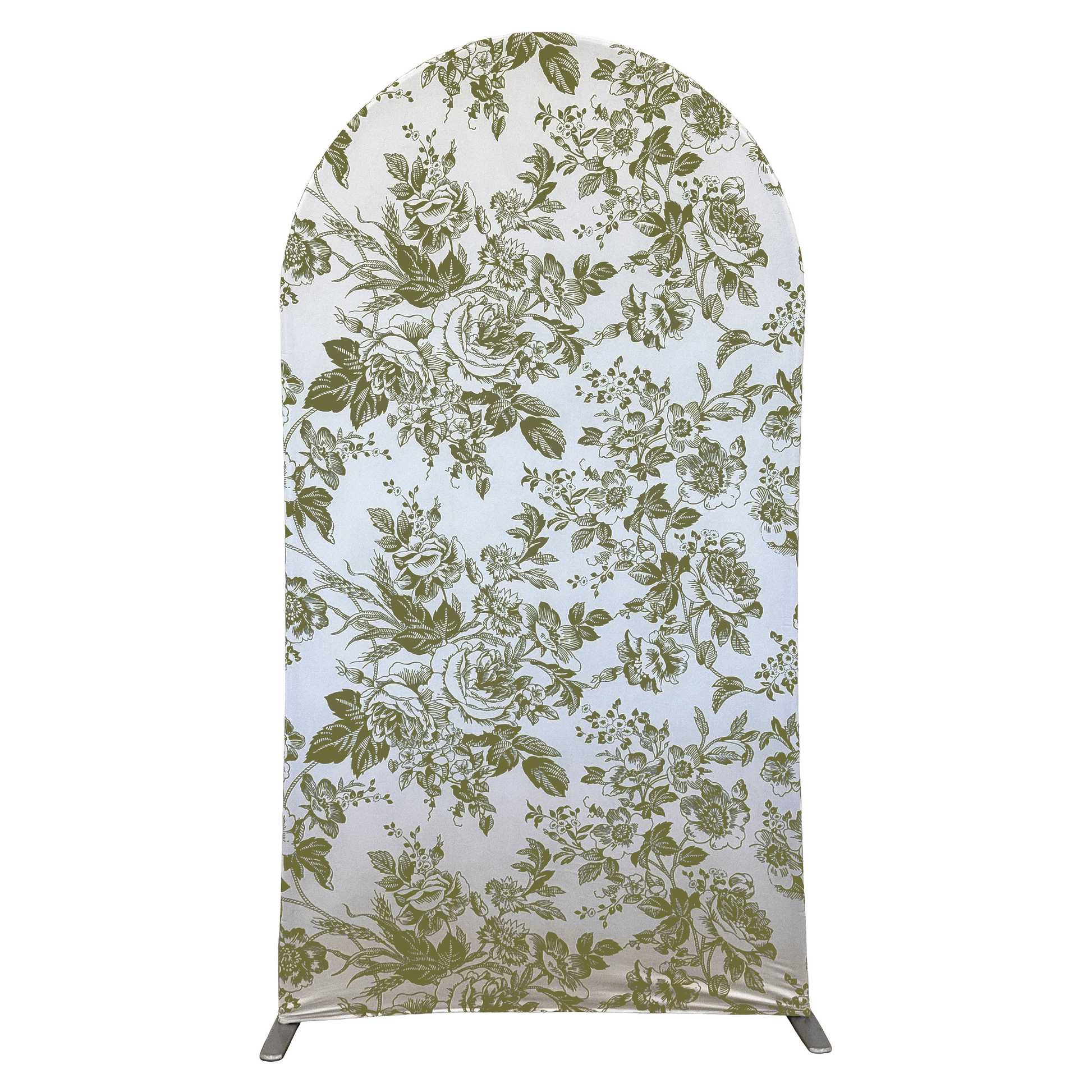 French Toile Spandex Cover for Large Trio Arch Olive Green - CV Linens