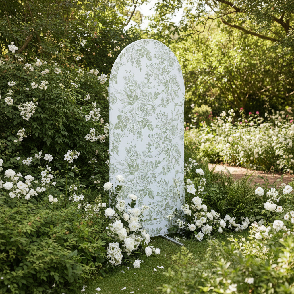 French Toile Spandex Cover for Large Toile Arch Sage Green - Outdoor Garden