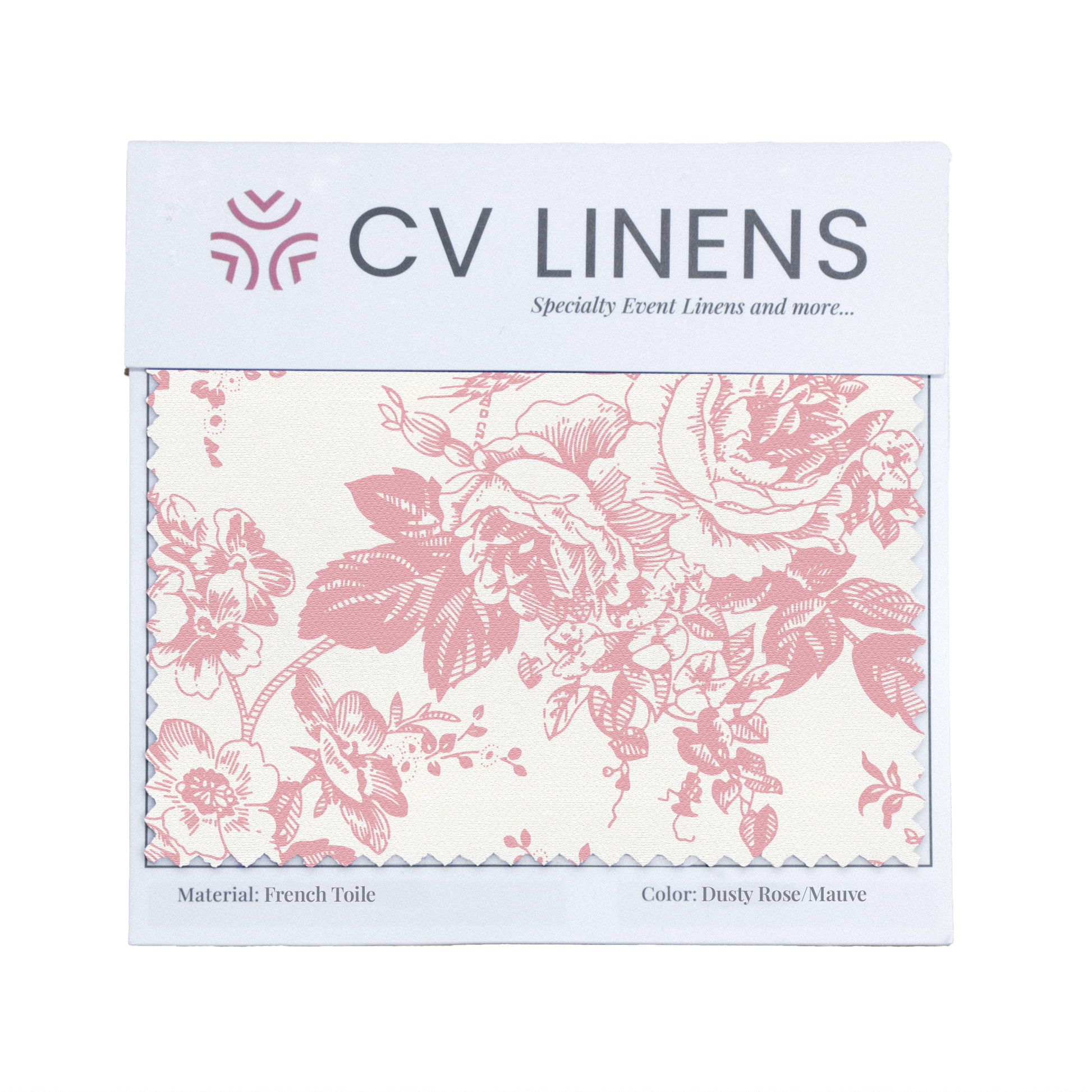Dusty Rose/Mauve French Toile Swatch Card