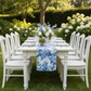 French Toile Table Runner Blue - Outdoor Garden