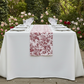 French Toile Table Runner - Burgundy Garden View