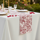 French Toile Table Runner - Burgundy Close Up View
