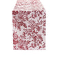 French Toile Table Runner - Burgundy White Background