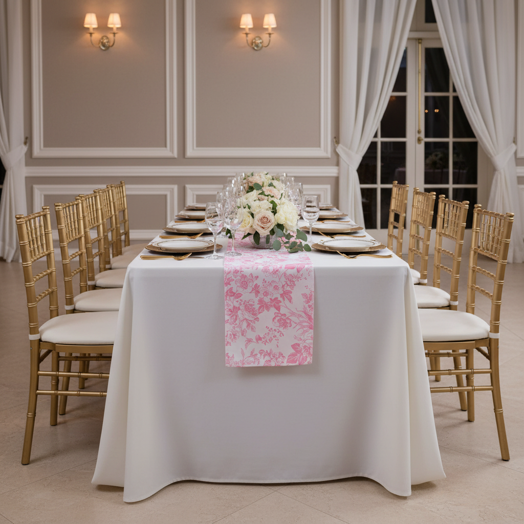 French Toile Table Runner - Pink