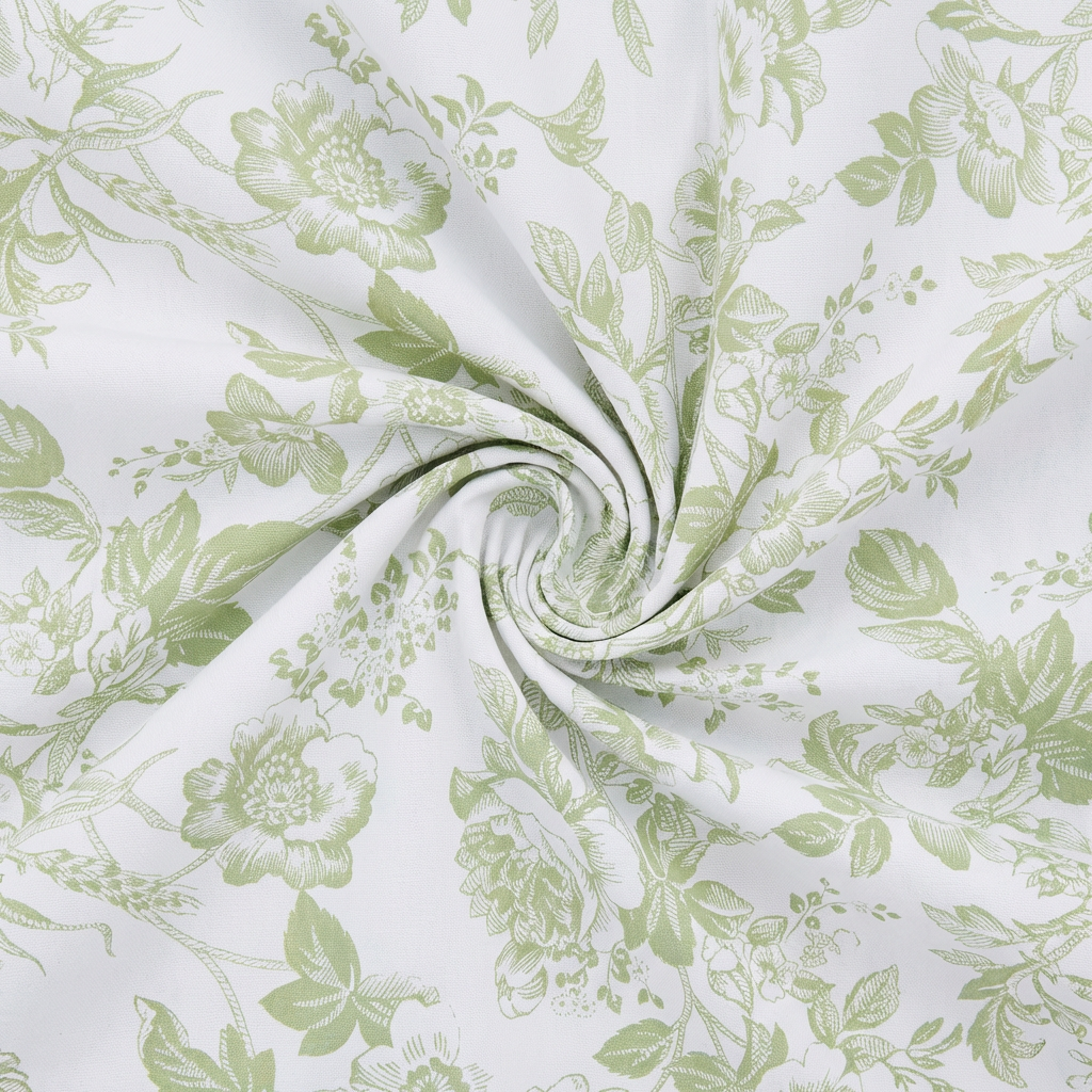 French Toile Sage Green fabric