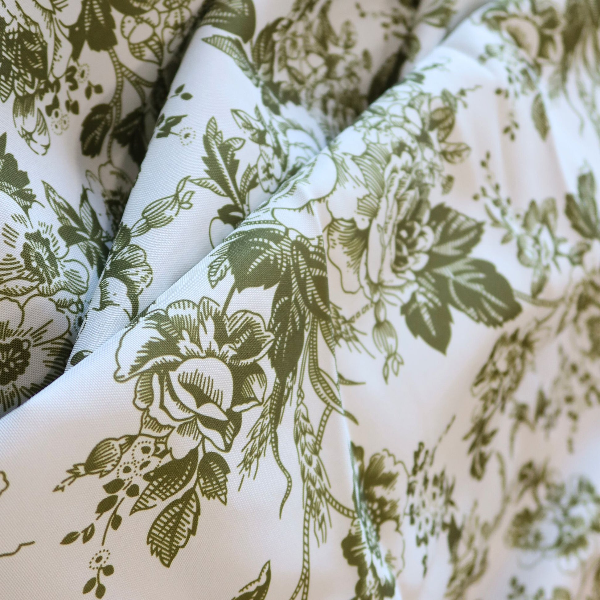 5 yards French Toile Fabric Bolt - Olive Green
