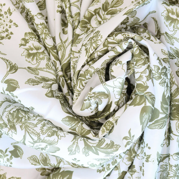 Olive Green French Toile Fabric Bolt Size: 5 Yards | Polyester | Wedding | Event | Wholesale by CV Linens Olive Green French Toile Fabric Bolt Size: 5 Yards | Polyester | Wedding | Event | Wholesale by CV Linens