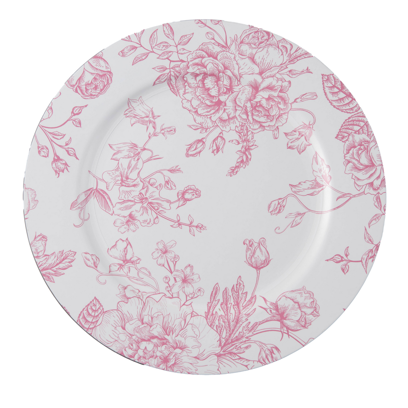 French Toile Acrylic Charger Plates Pink CV Linens