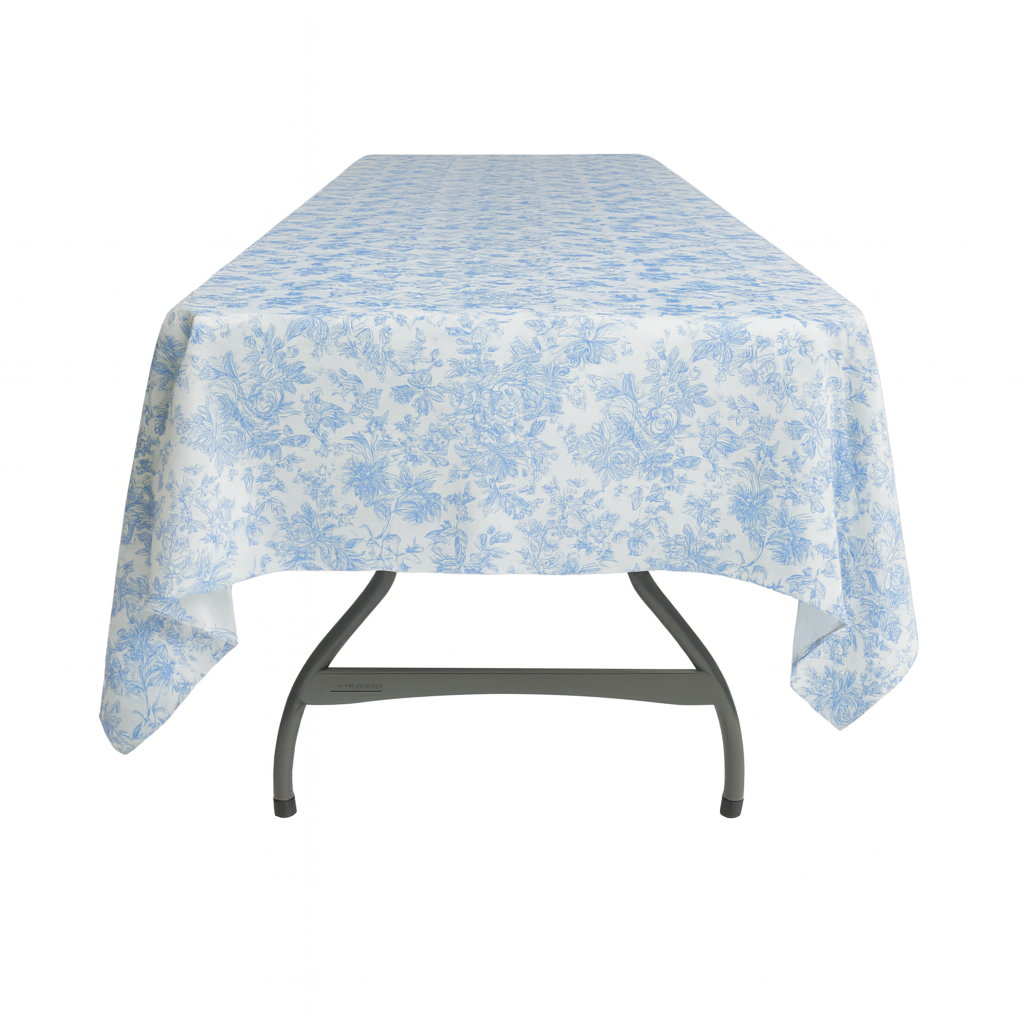French Toile 60"x120" Rectangular Tablecloth - Baby Blue
