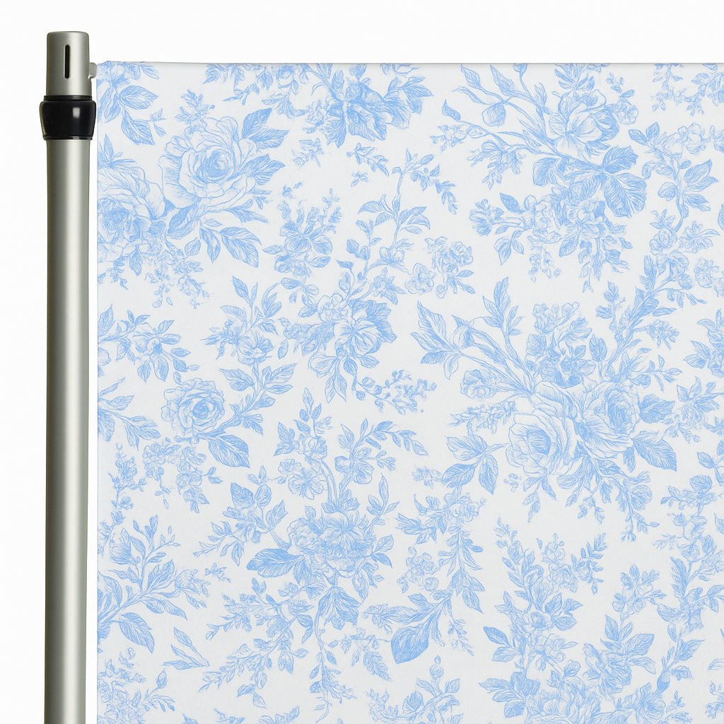 French Toile 10ft H x 52" W Drape/Backdrop Panel - Baby Blue - CV Linens