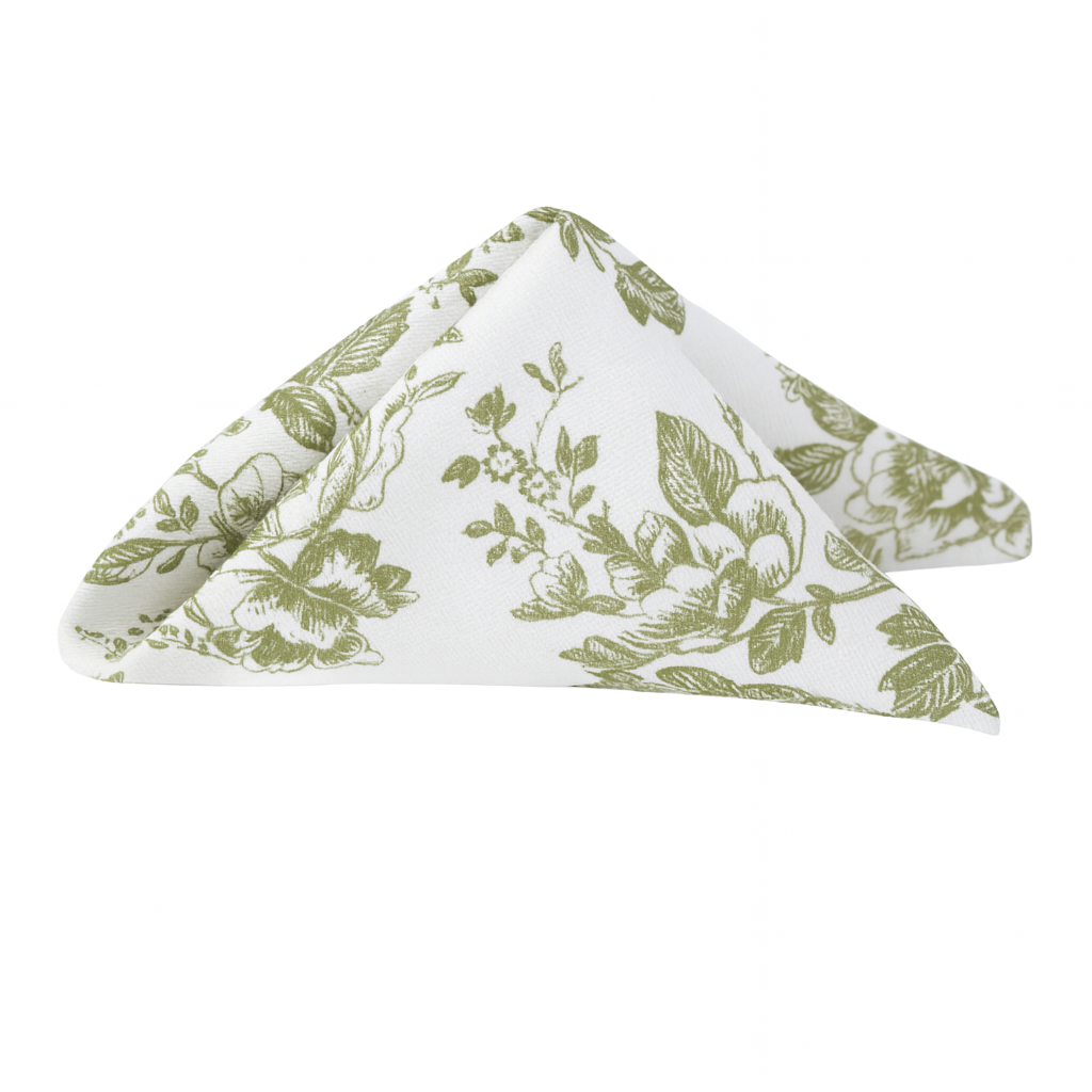French Toile 20"x20" Linen Napkin (5pc/pk) - Olive Green