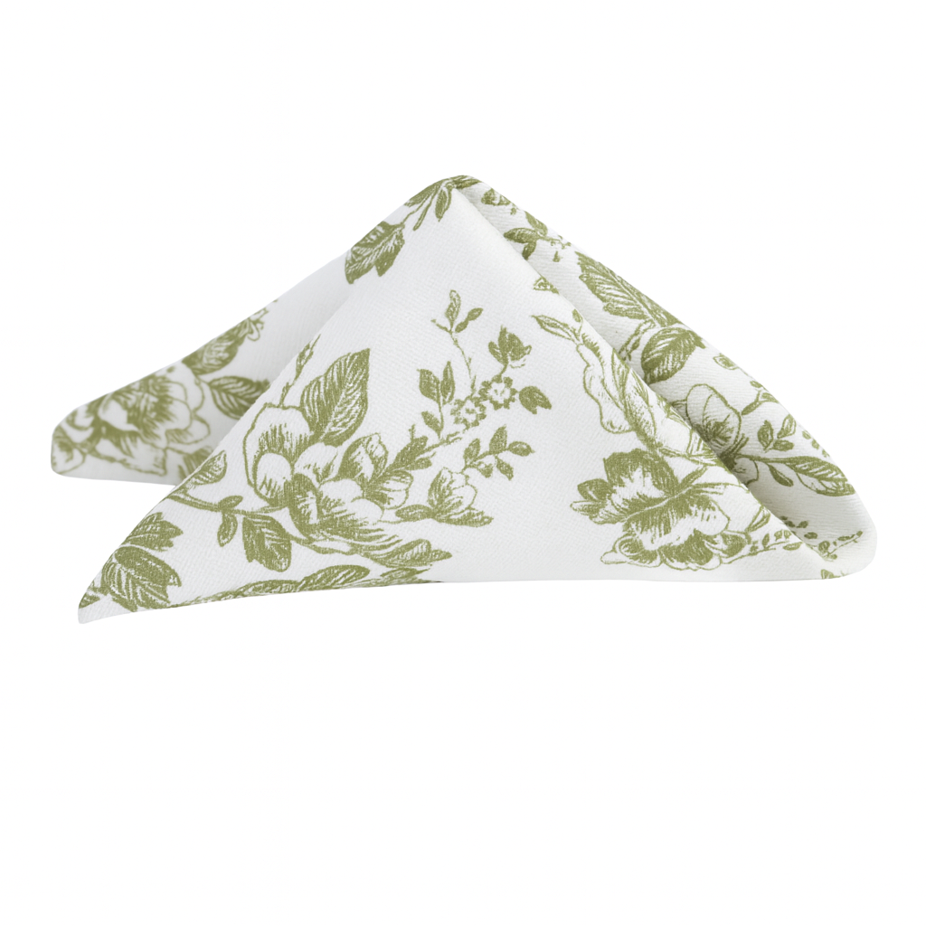 French Toile 20"x20" Linen Napkin (5pc/pk) - Olive Green
