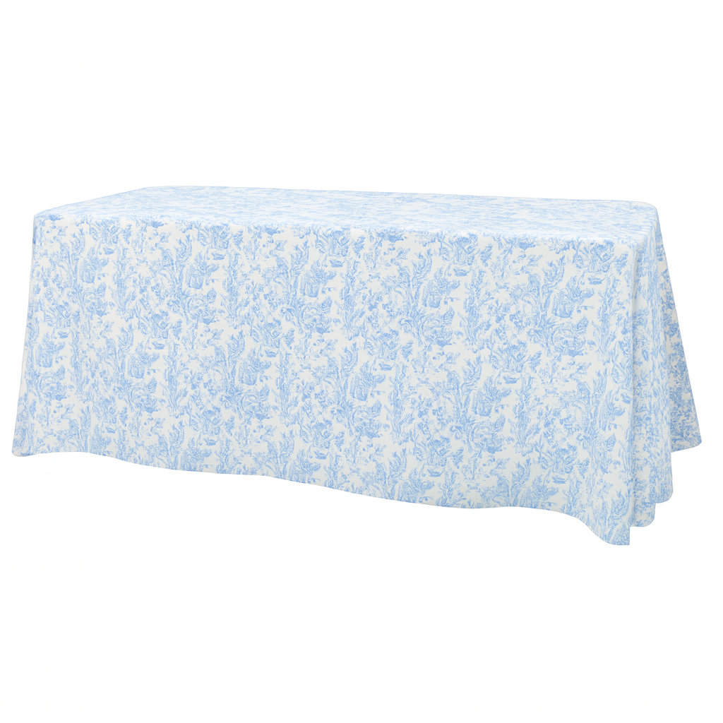 French Toile 90"x156" Rectangular Tablecloth - Baby Blue
