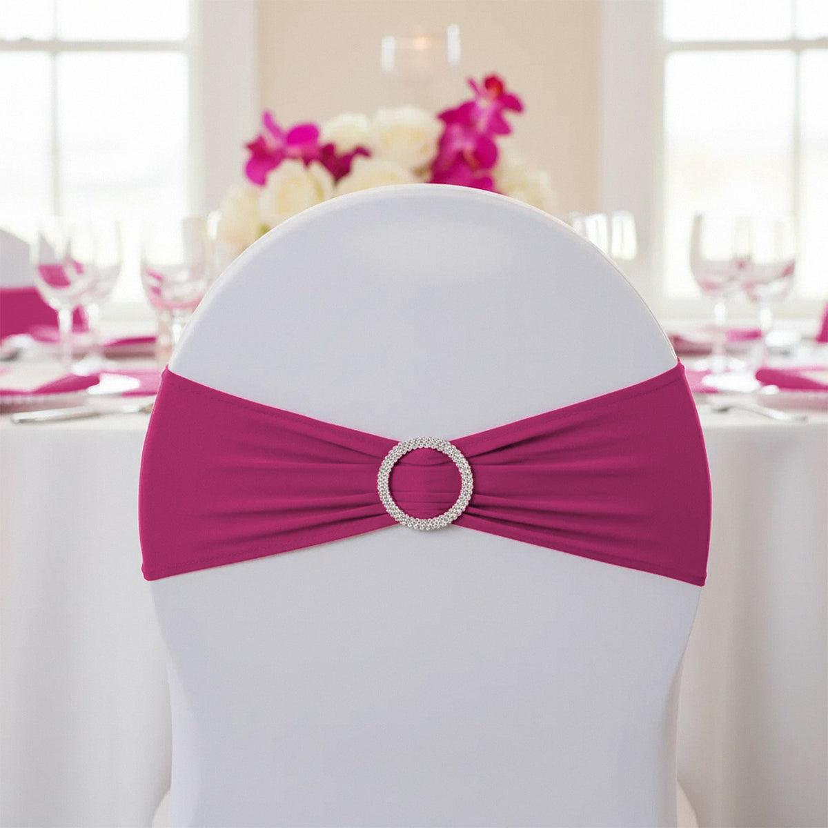 Buckle Spandex Stretch Chair Band - Fuchsia