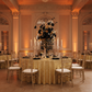 wedding reception with Geometric Glitz Art Deco Sequin Tablecloth 132" Round - Gold