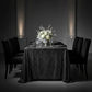 Geometric Glitz Art Deco Sequin Tablecloth 90"x132" Rectangular - Black