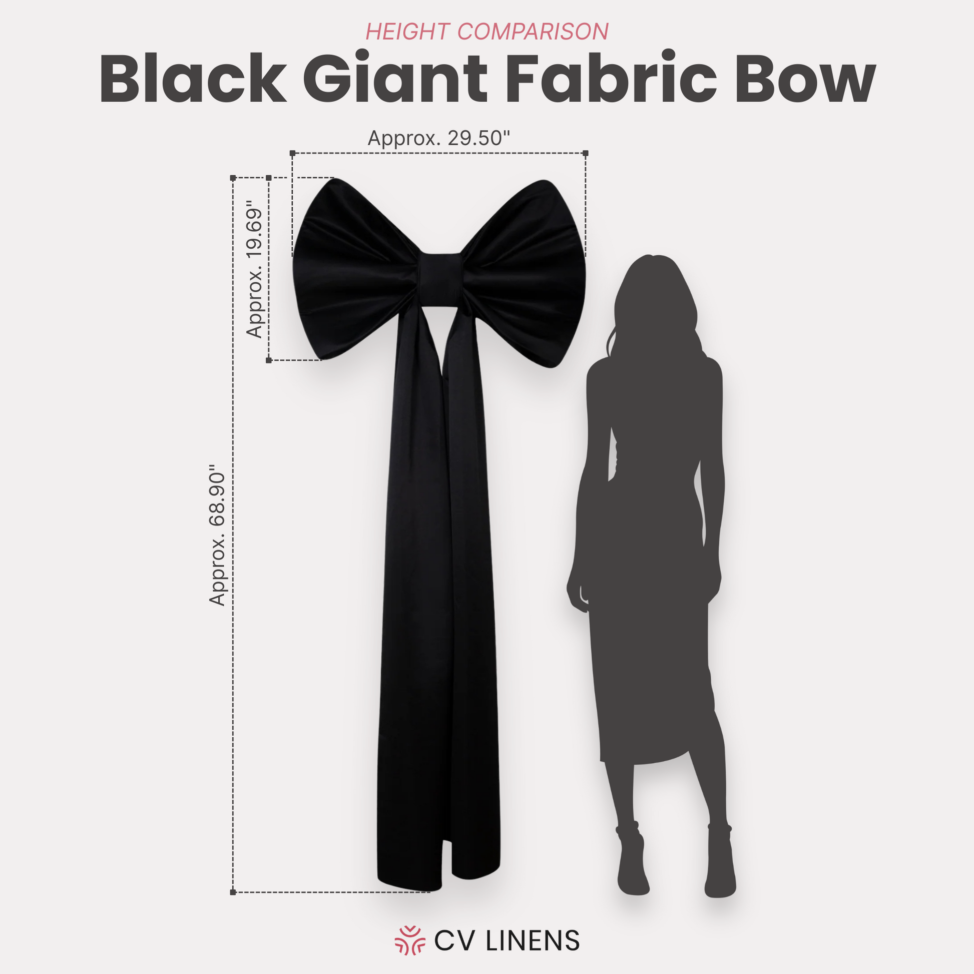 Giant Fabric Bow for Backdrop Black infographic