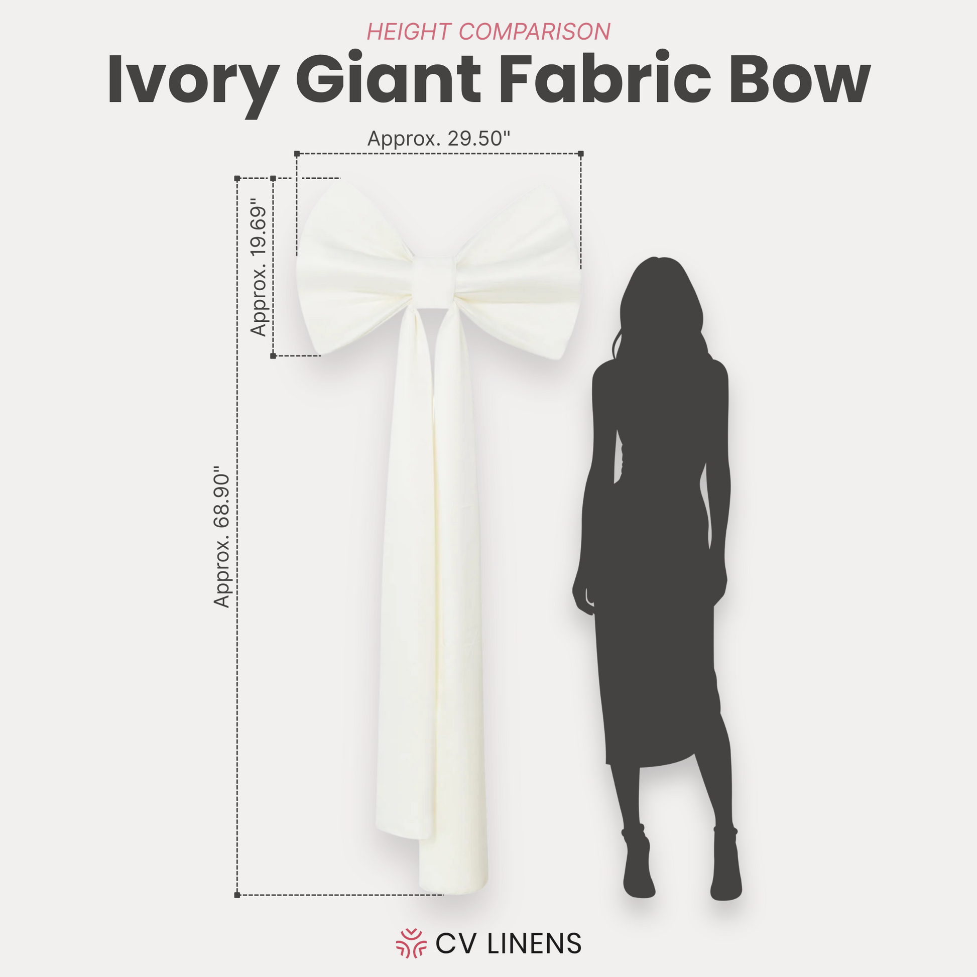Giant Fabric Bow for Backdrop Ivory infographic